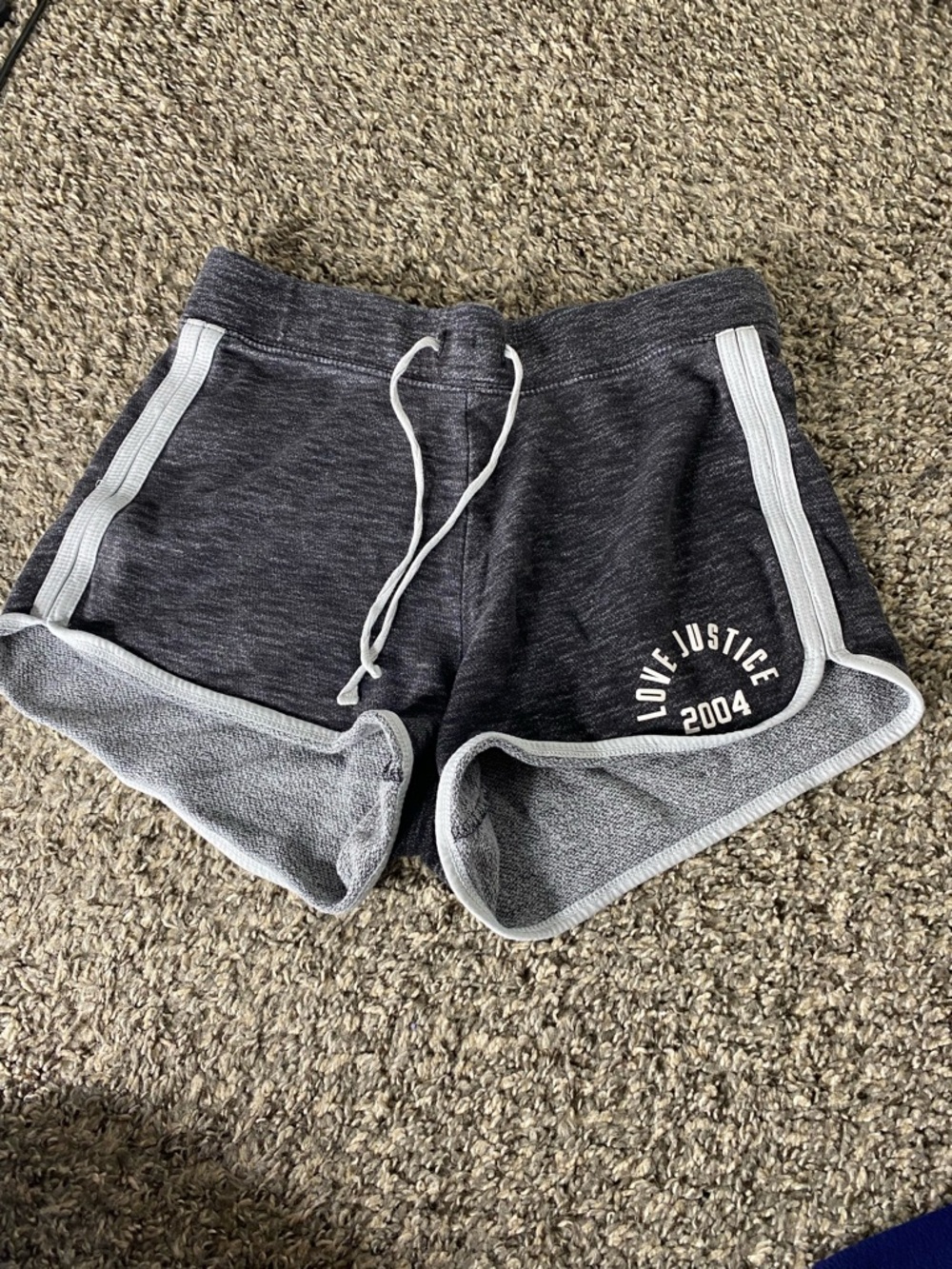 Justice Charcoal Heather Athletic Shorts with White Trim